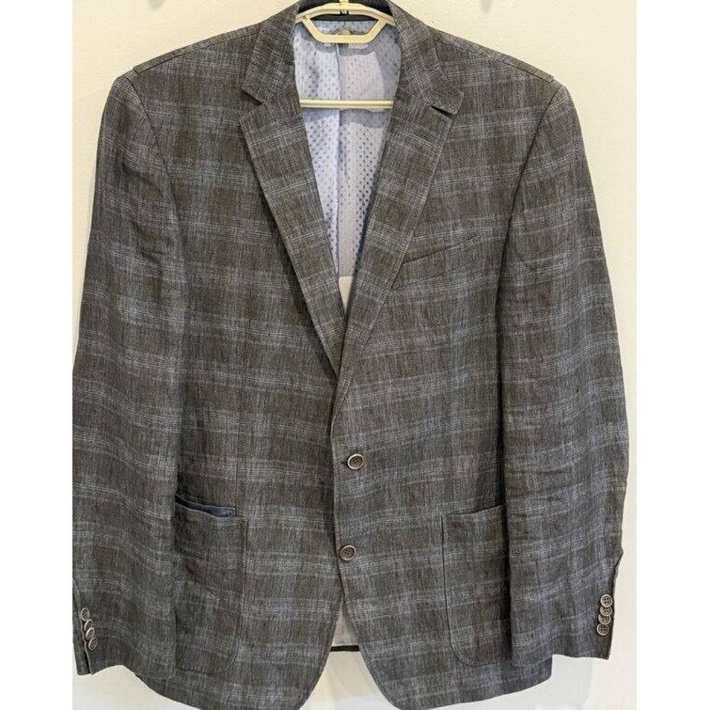 Carl Gross Mens 100% Linen Blazer Jacket Pattern Lined 2 Button Size 44R